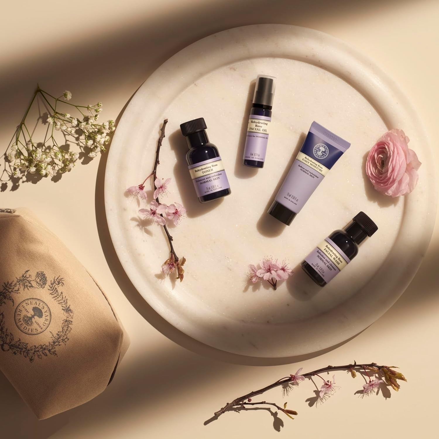 Neal's Yard Rehydrating Rose Skincare Kit 4 Piece Vegan Organic Face Care Set by Neal's Yard