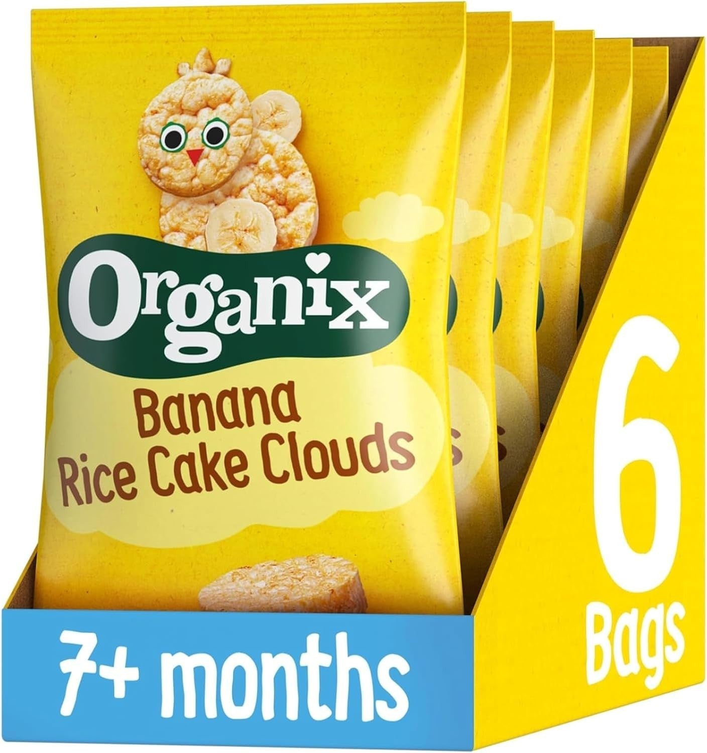 Organix Banana Rice Cake Clouds 40g 7+ Months Baby Finger Food (Pack of 6) by Organix