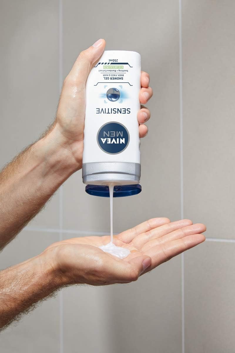 NIVEA MEN Sensitive Shower Gel 6 x 500ml | Alcohol-Free | For Sensitive Skin by NIVEA