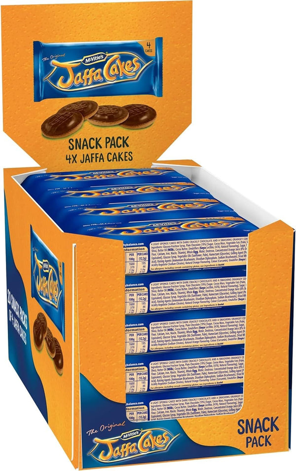 McVitie’s Jaffa Cakes Snack Pack – 20 Single Serve Packs (80 Cakes) – Orange