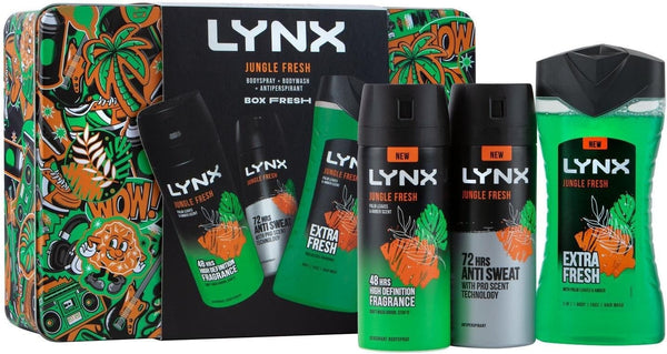 Lynx Box Fresh Jungle Fresh 3-in-1 Gift Set 2pk & 4pk Bodywash, Spray, Deodorant