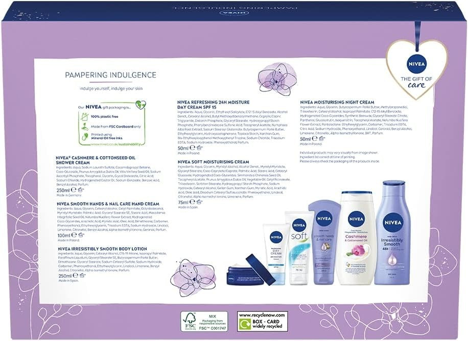 NIVEA Pampering Indulgence Gift Set | 6 Pc Women’s Luxury Skincare Collection by NIVEA