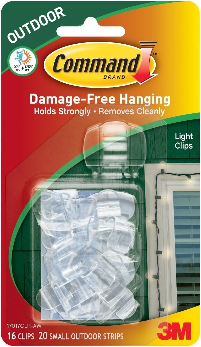 Command Outdoor Light Clips Clear 10 Pack Wall Mount Hooks for Holiday Lights by Command
