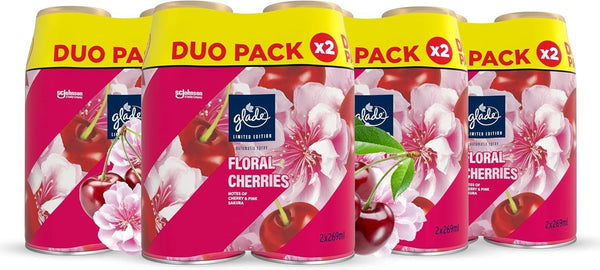 Glade Automatic Air Freshener Refills Floral Cherries 8x269ml | Pack of 4 Duos