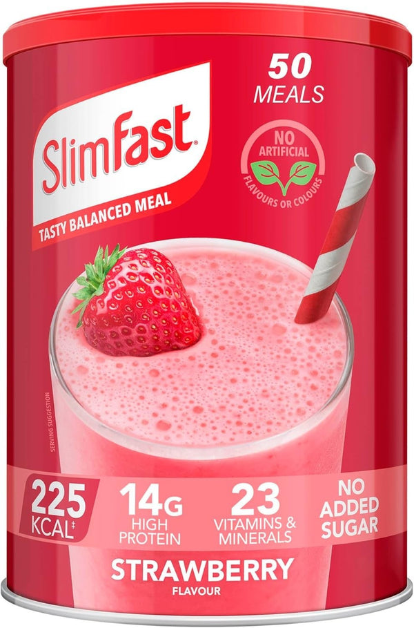 SlimFast Strawberry Meal Replacement Shake 1.825kg 50 Servings Weight Loss