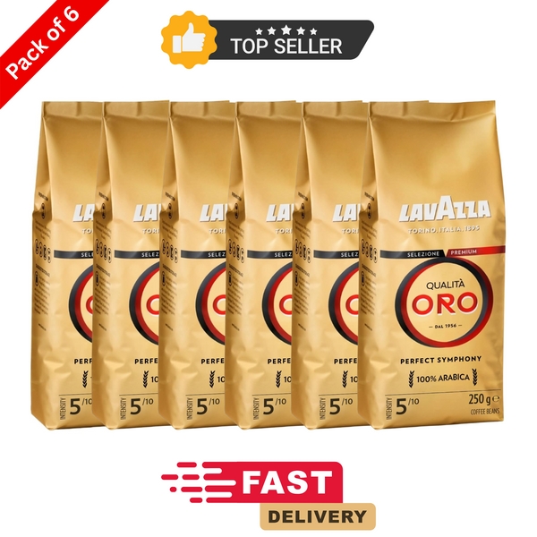 Lavazza Qualità Oro Coffee Beans 6x250g | 100% Arabica Medium Roast Italy