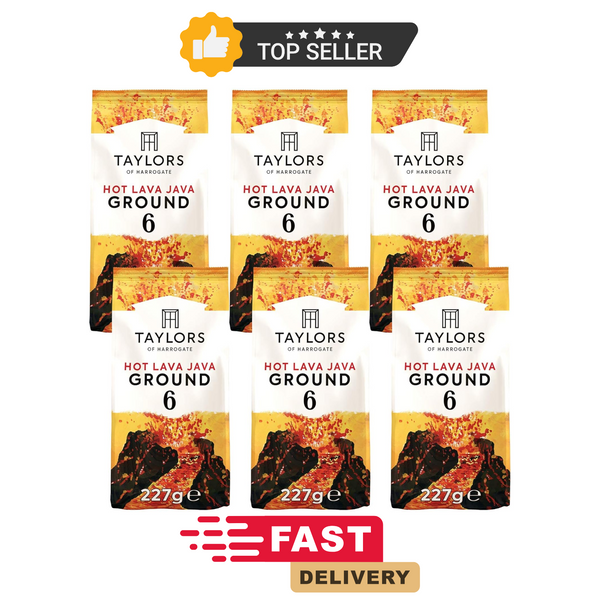 Taylors of Harrogate Hot Lava Java Ground Coffee 227g x6 Bags Dark Roast