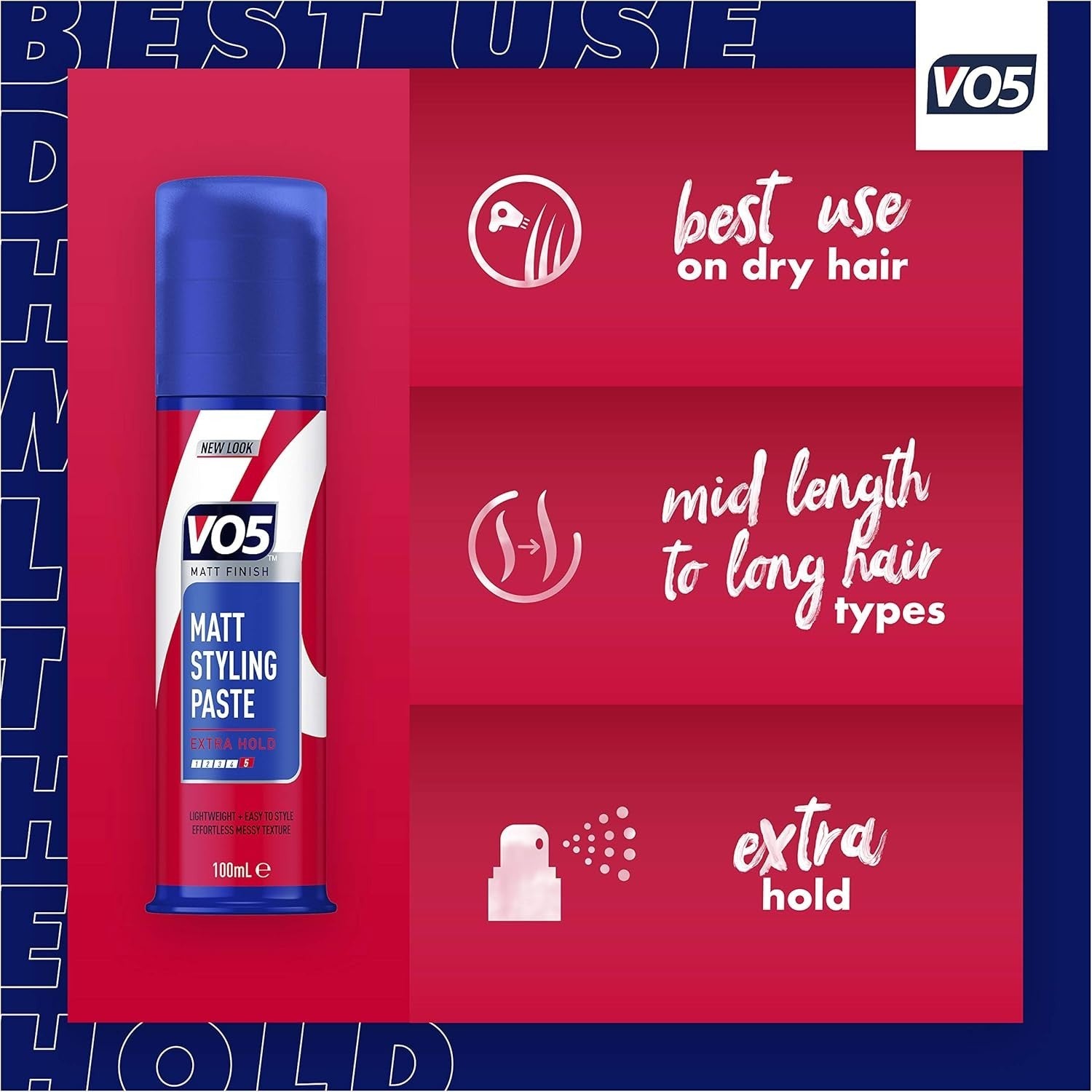 VO5 Matt Styling Paste 600ml (6x100ml) –Shape & Hold Hair Clay for All Hair Type by Alberto VO5