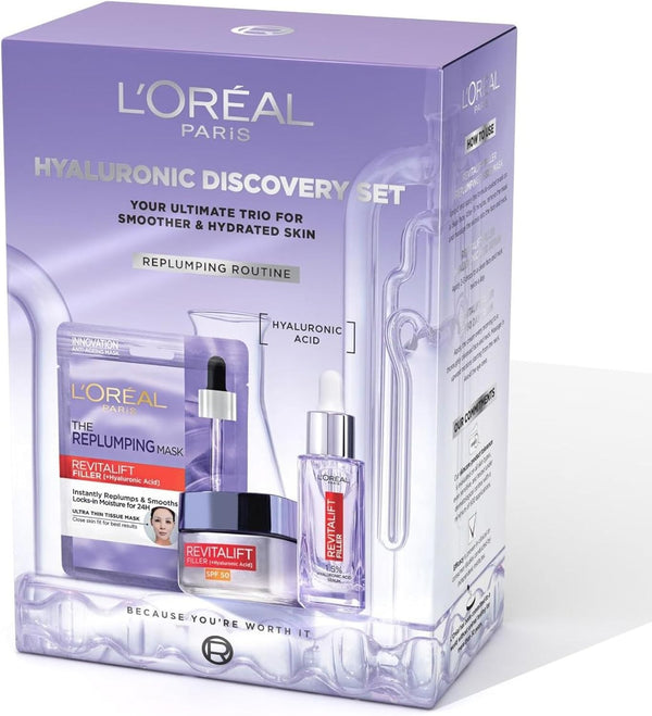 L'Oreal Paris Revitalift Hyaluronic Acid Discovery Gift Set Serum Cream Mask