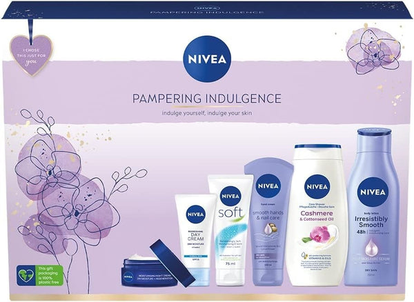 NIVEA Pampering Indulgence Gift Set | 6 Pc Women’s Luxury Skincare Collection