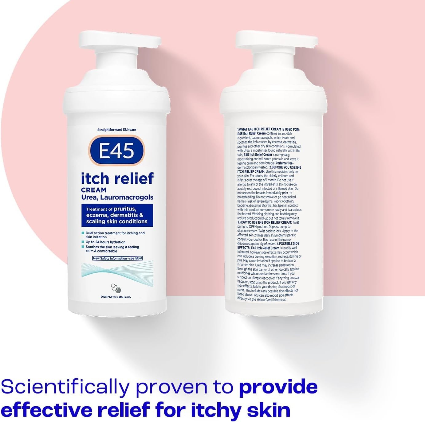 E45 Itch Relief Cream 500g Dual Action Moisturising Treatment for Irritated Skin by E45