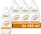 Dove Fruity Nourish Body Wash 450ml Pack of 6 Shower Gel Passionfruit Lemonbalm by Dove