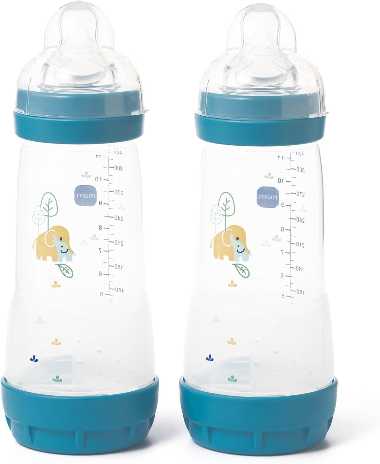 MAM Easy Start Anti-Colic Baby Bottles 320ml | 2 Pack Blue | Fast Flow Teats by MAM