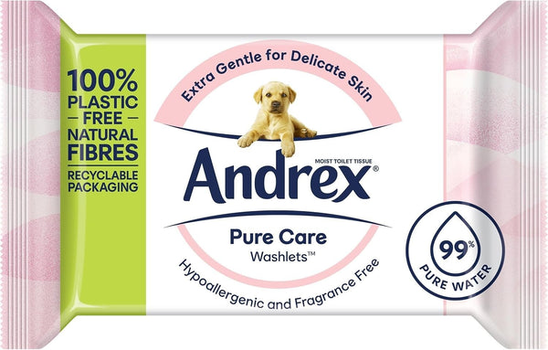 Andrex Pure Care Washlets Flushable Wipes 12 Pack Gentle
