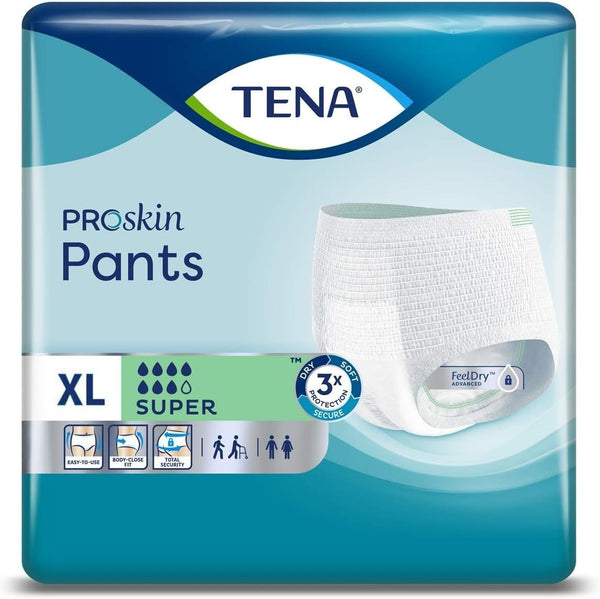 TENA ProSkin Super Pants Size XL - 12 Pack | Incontinence Underwear for Adults