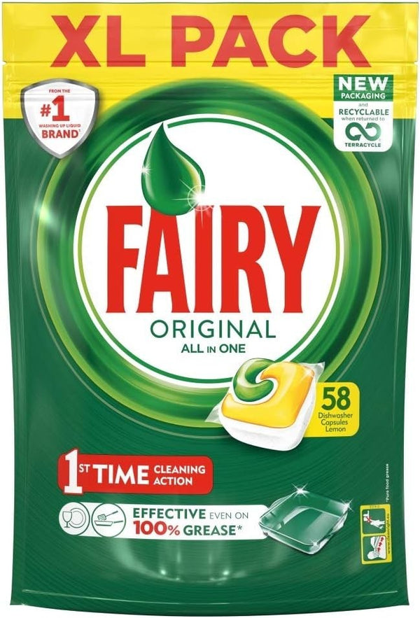 Fairy All In One Lemon Dishwasher Tablets Pack Of 58