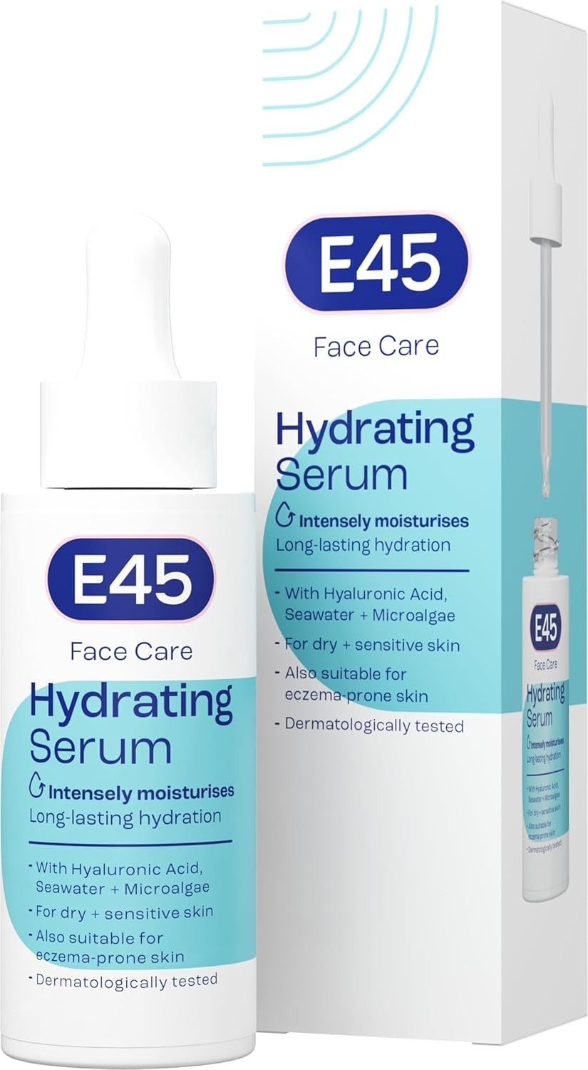 E45 Face Hydrating Serum 30ml | 48h Hyaluronic Acid for Dry Sensitive Skin by E45