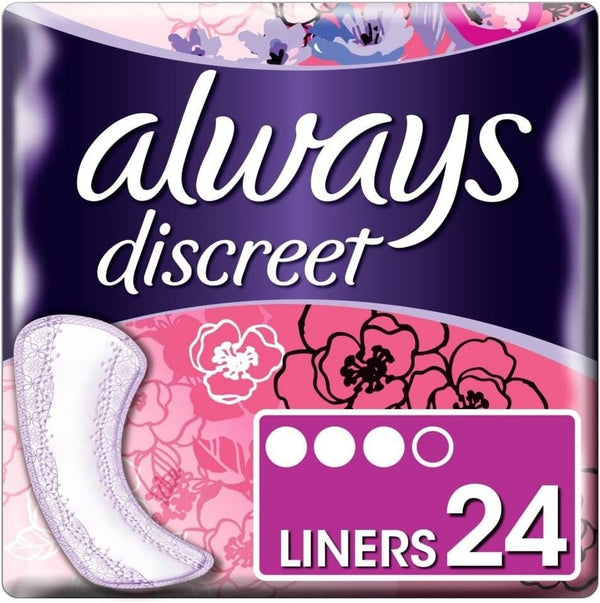 Always Discreet Unscented Panty Liners 24 Count Protection