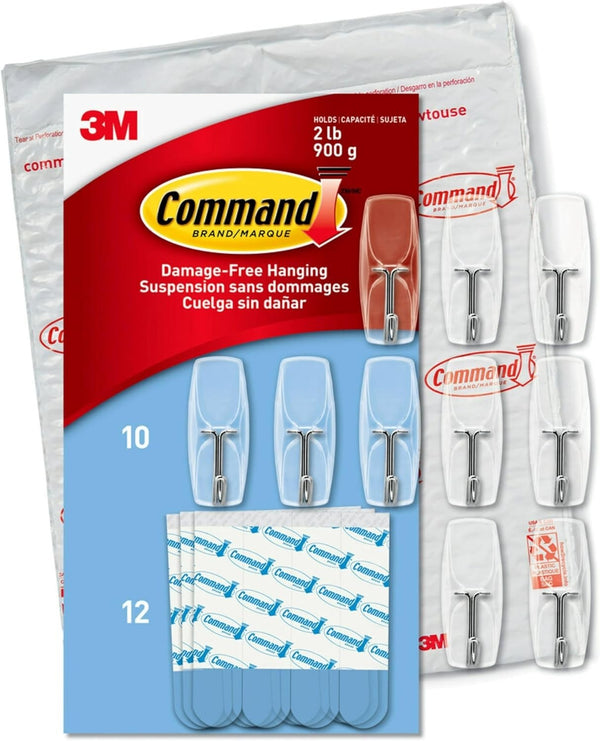 Command Medium Wire Toggle Hooks Clear 10 Hooks 12 Strips
