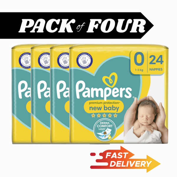 Pampers Premium Protection Size 0 Baby Nappies 4 x 24 Pack | 96 Diapers Total