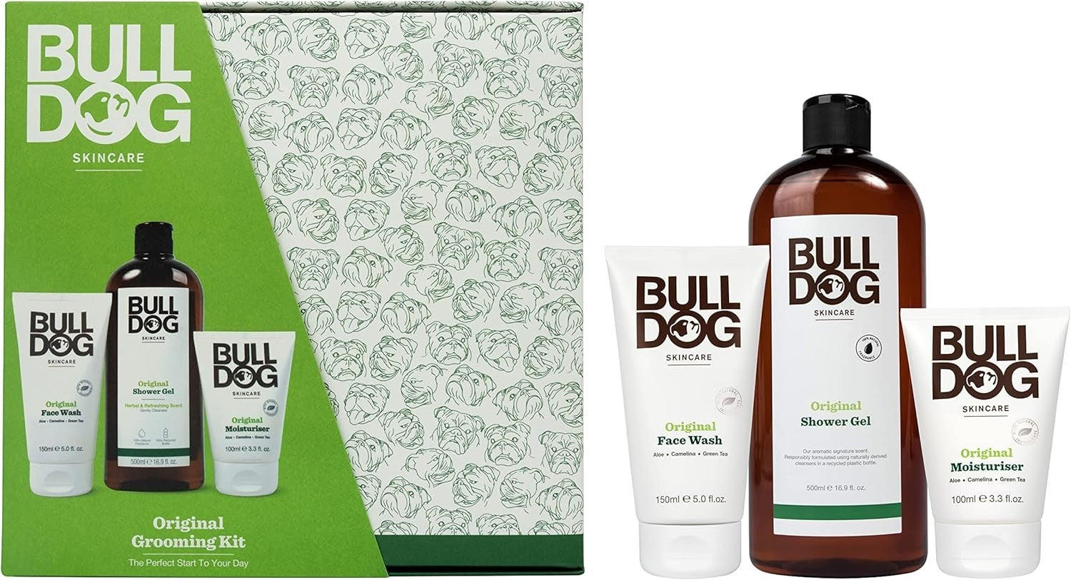 Bulldog Original Grooming Kit Men Gift Set Face Wash Moisturiser Shower Gel UK by BULLDOG