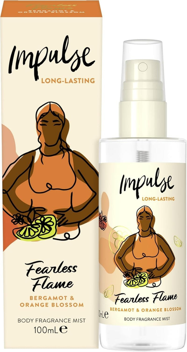 Impulse Fearless Flame Body Mist 100ml | Floral Scent Women’s Body Spray Travel