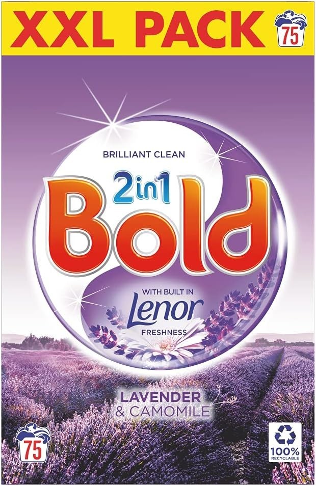 Bold 2in1 Washing Powder Lavender & Camomile, 75 Wash Laundry Detergent by BOLD