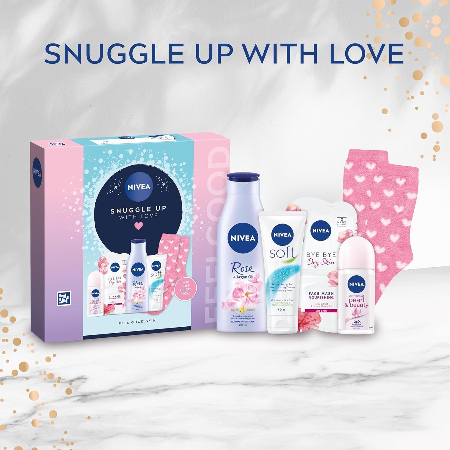 NIVEA Snuggle Up With Love Gift Set | 5 Pc Women’s Skincare & Socks Christmas by NIVEA