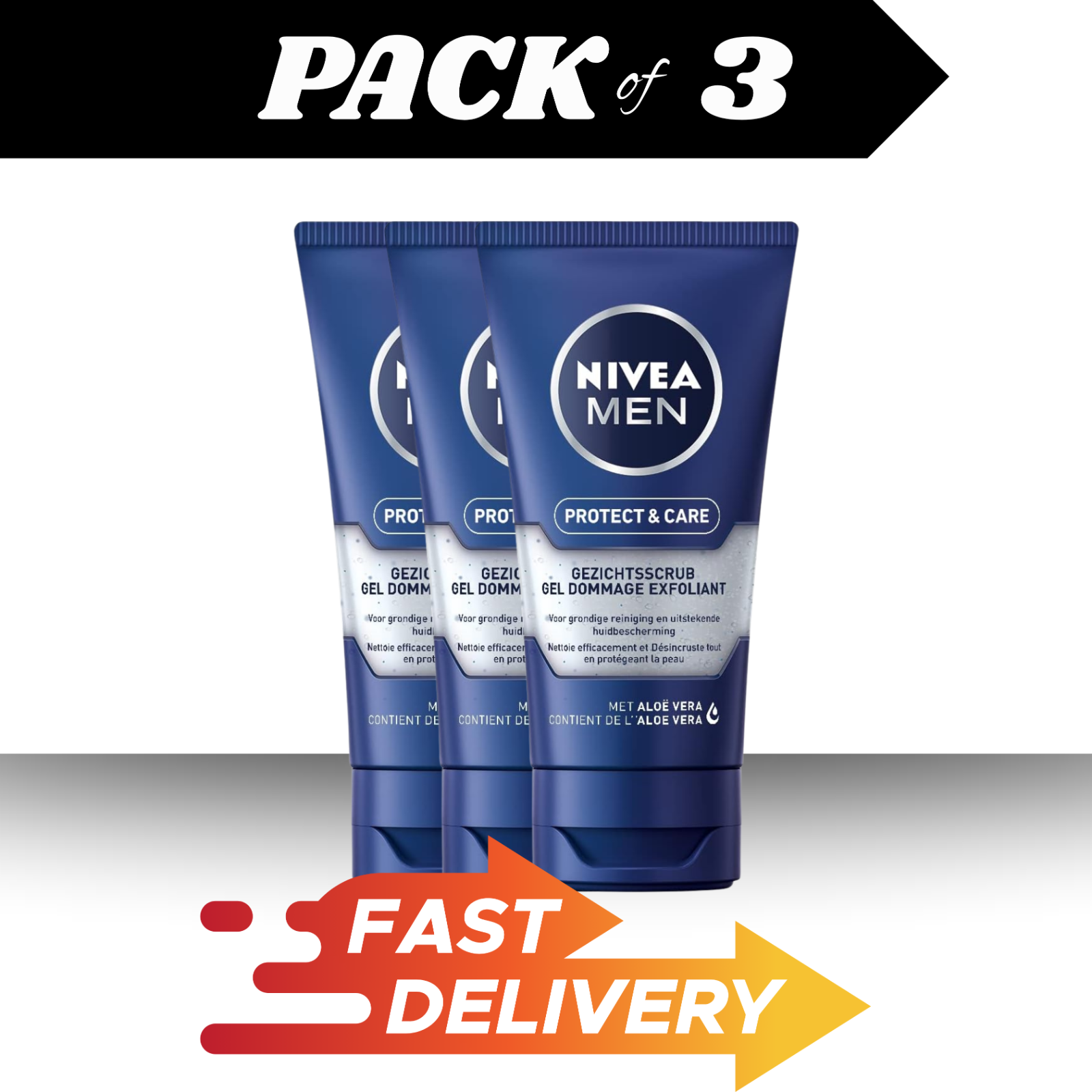 Nivea Men Exfoliating Face Scrub 3x75ml Cleansing with Vitamin B5 Travel Size by Nivea Men