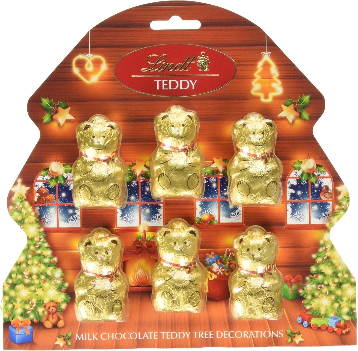 Lindt Bear Tree Decs 60g Pack of 5 | Chocolate Almond & Hazelnut Bars UK by Lindt
