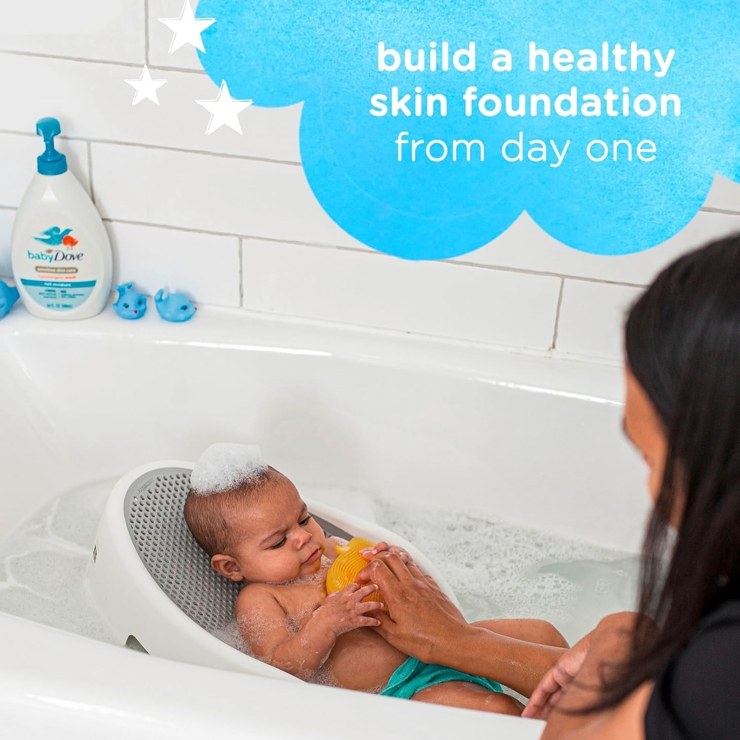 Baby Dove Rich Moisture Head to Toe Wash 400ml x3 | Gentle Newborn Body & Hair by Baby Dove