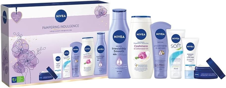 NIVEA Pampering Indulgence Gift Set | 6 Pc Women’s Luxury Skincare Collection by NIVEA