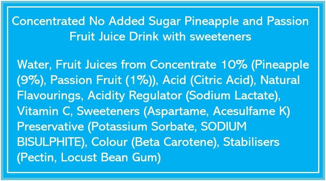 Ribena Pineapple & Passionfruit Squash 850ml x12 No Added Sugar Vitamin C Drink by Ribena