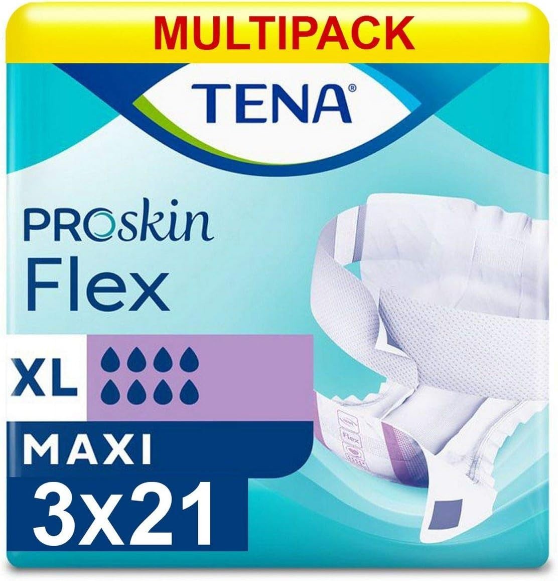 TENA Flex Maxi Extra Large Incontinence Pads 63 Count (21x3) Adult Care by Tena