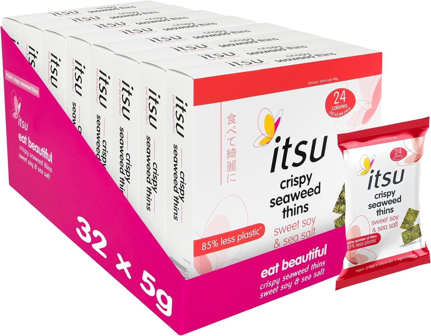itsu Seaweed Thins Sweet Soy & Sea Salt 32 Pack | Vegan Healthy Snack Crisps by itsu