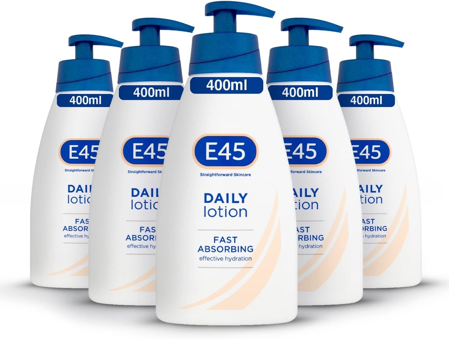 E45 Daily Lotion 400ml Pack of 5 | Perfume Free Body Face Hand Moisturiser by E45