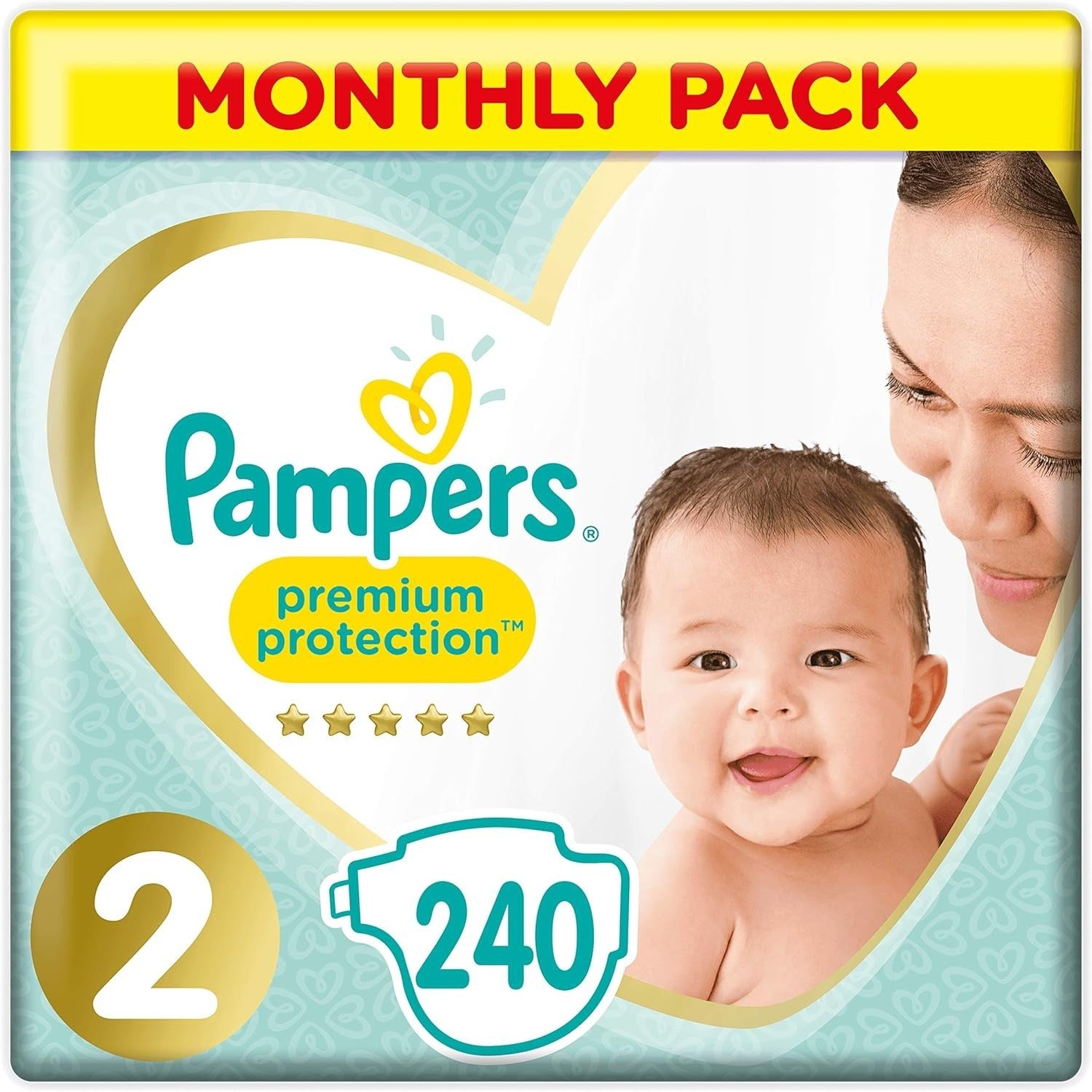 Pampers New Baby Nappies Size 2 (3-6kg), Premium Protection, 240 Count by Pampers