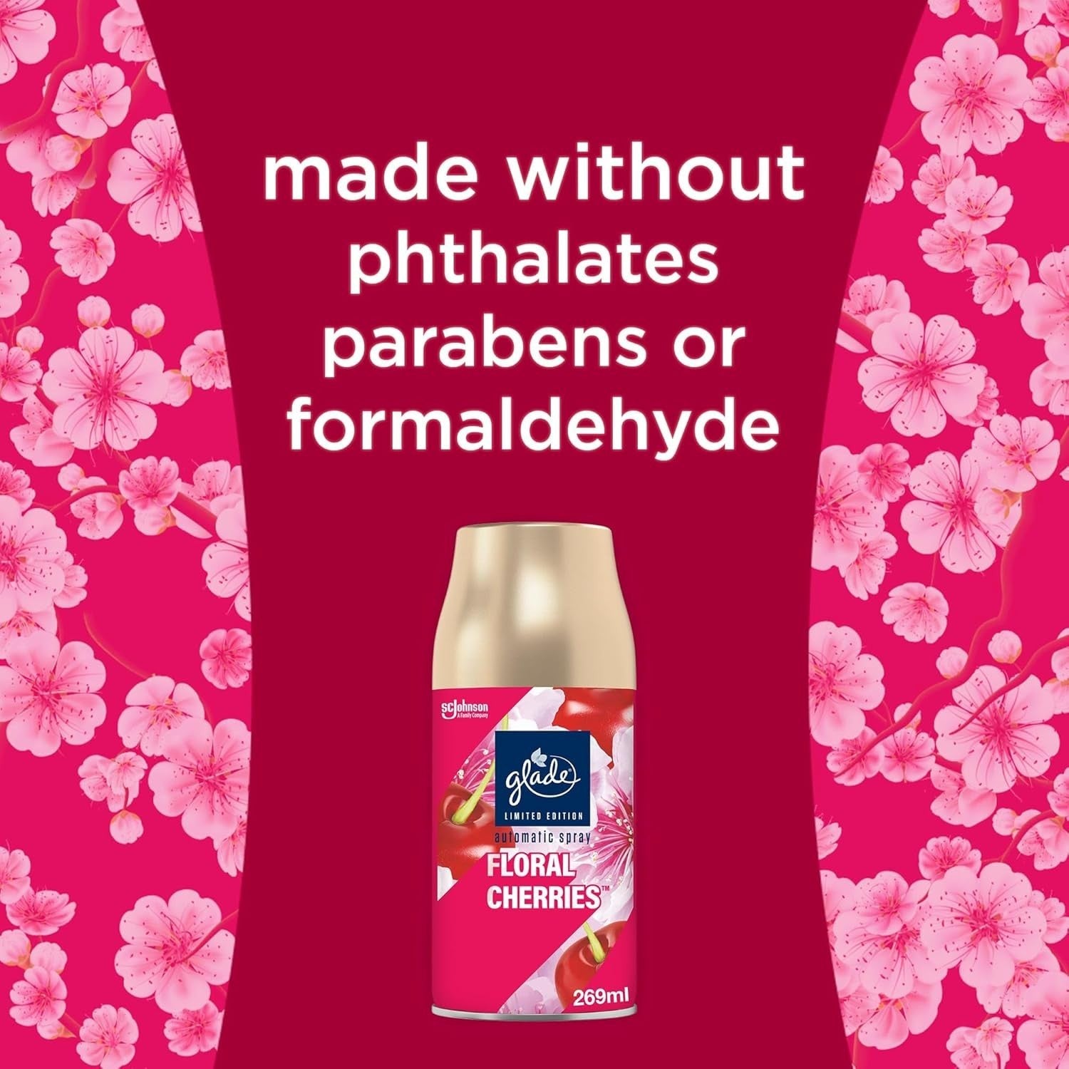 Glade Automatic Air Freshener Refills Floral Cherries 8x269ml | Pack of 4 Duos by Glade