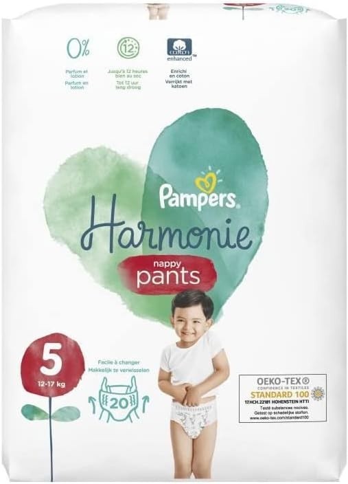Pampers Harmonie Size 5 Pants 20 Diapers (12-17kg) Natural & Skin-Friendly Care