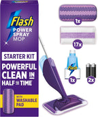 Flash Power Spray Mop Starter Kit with 1 Washable & 17 Disposable Pads, Floor by Flash