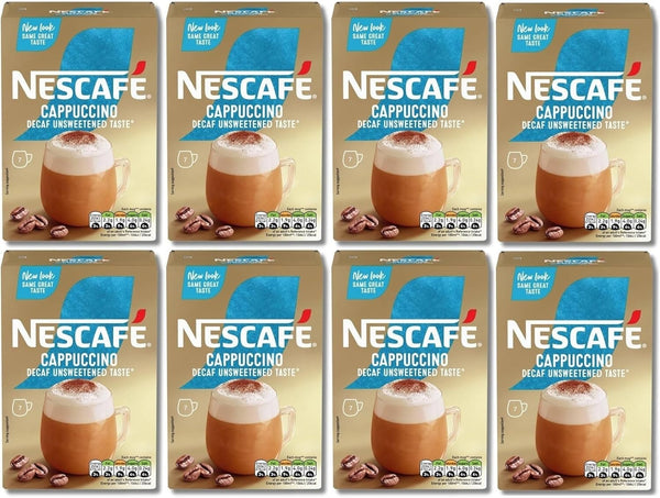 NESCAFÉ Decaf Cappuccino Unsweetened Sachets 7x8 Packs Total 56 Coffee Sachets