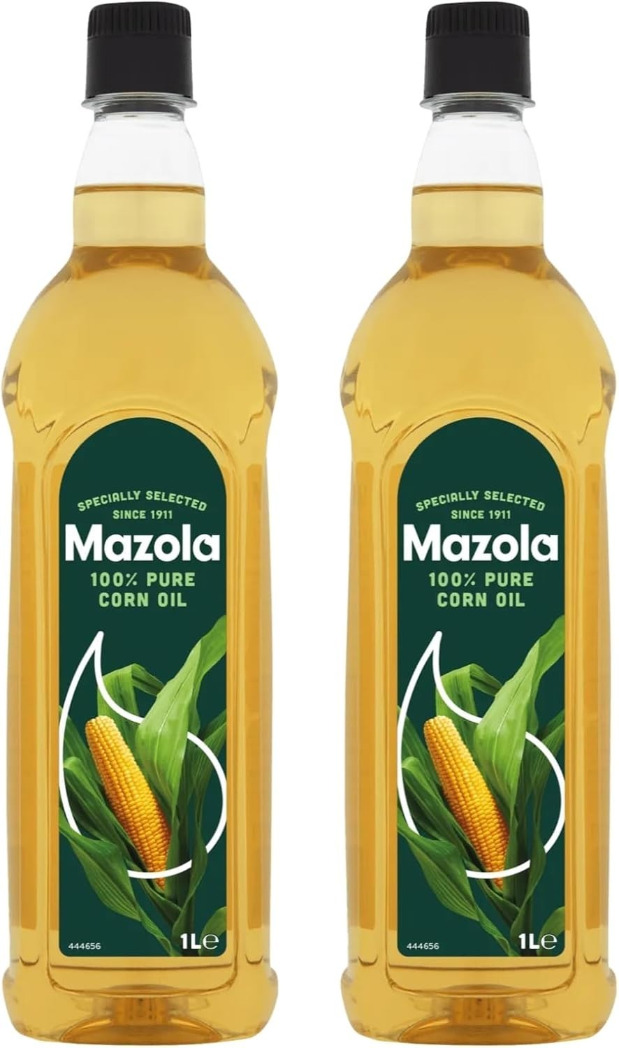 2 x 1L Mazola 100% Pure Corn Oil –Ideal for Drizzling, Roasting, Baking & Frying by Brightdale