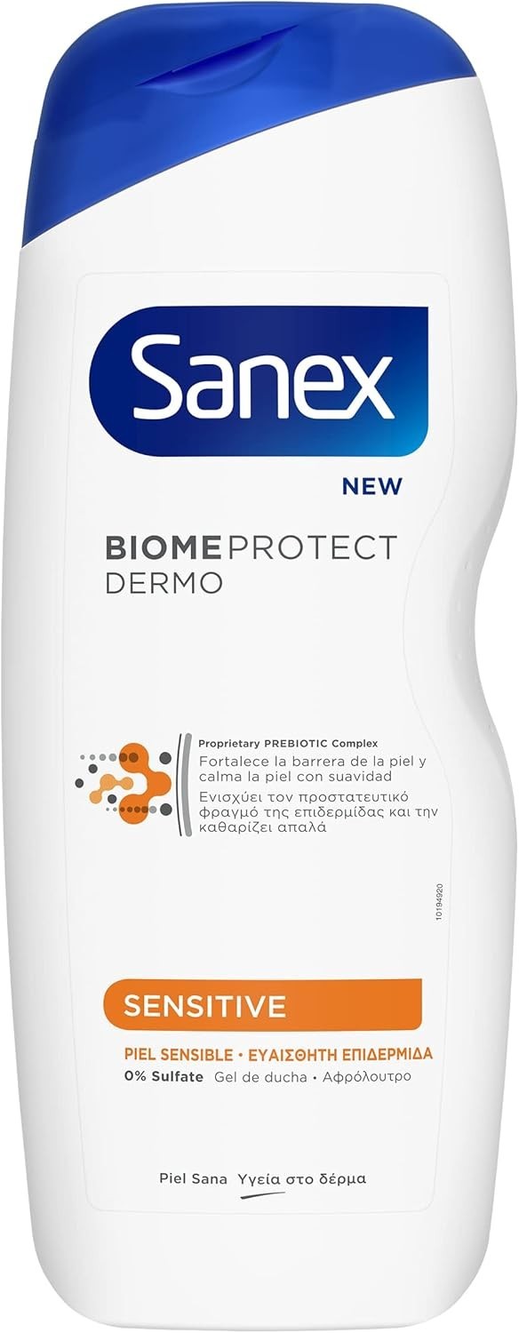 Sanex Dermo Sensitive Shower Gel 600ml | Nourishing, Sulphate-Free, Unscented