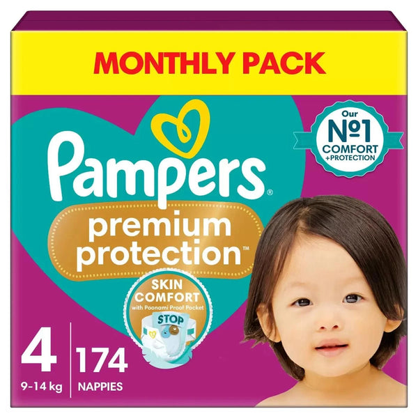 Pampers Premium Protection Size 4 Nappies 9–14kg Monthly Pack 174pcs