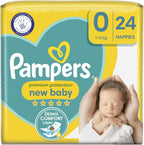 Pampers Premium Protection Nappies Size 0, 24 Count, Newborn, Sensitive Skin by Pampers