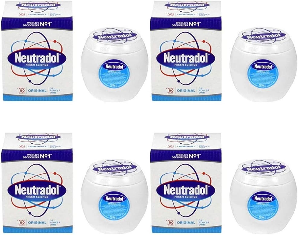 Neutradol Odour Remover Air Freshener Original Gel Power Orb 140g Pack of 4 by Neutradol