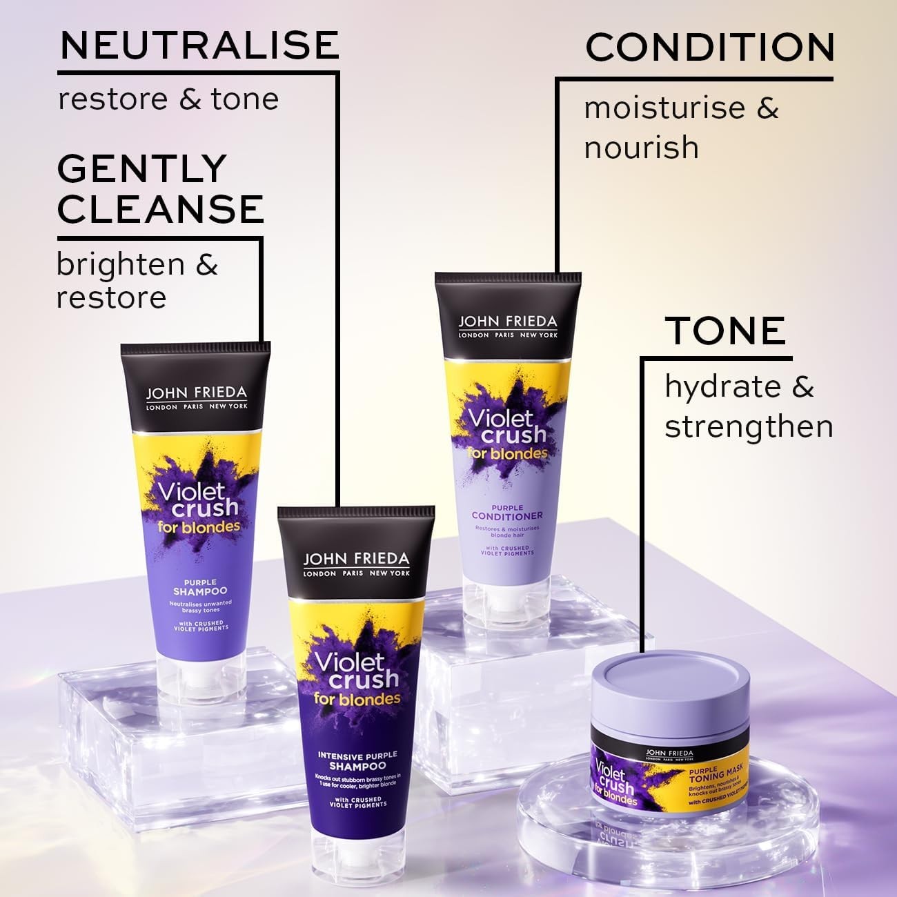 John Frieda Violet Crush Purple Shampoo & Conditioner 2x500ml Blonde Hair Care by JOHN FRIEDA