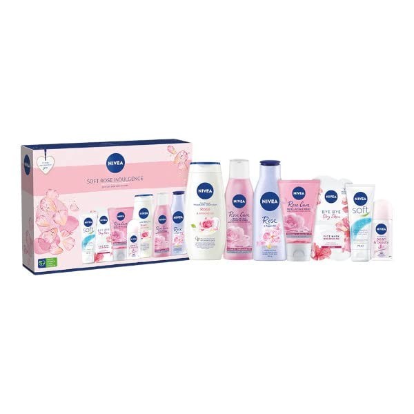 NIVEA Soft Rose Indulgence 7PC Gift Set | Moisturizing Skin Care | Pamper Gift by NIVEA