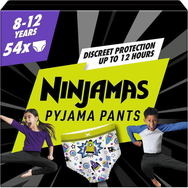 Pampers Ninjamas Pyjama Pants 8-12 Years 54 Pack Bedwetting Underwear Unisex