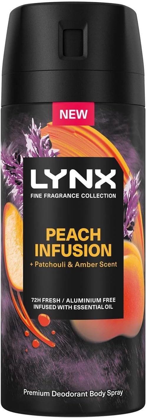 Lynx Peach Infusion Deodorant Spray 150ml x3 | 72H Freshness Aluminium-Free by Lynx